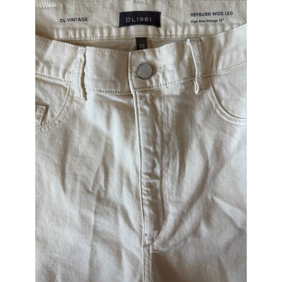 DL1961 Hepburn Wide Leg High Rise Vintage 33” in Eggshell Size 30 - Picture 9 of 12
